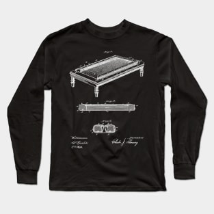 Folding Billiard Table Vintage Patent Hand Drawing Long Sleeve T-Shirt